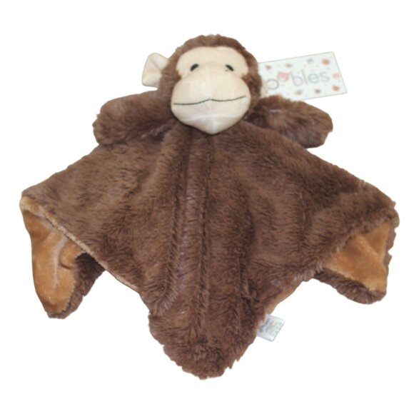 Oobles Monkey Plush Security Blanket Lovey Baby Infant Rattle Toy Brown NWT - Picture 1 of 3
